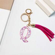 1入創意多彩流蘇鑰匙扣,帶字母設計,適用於背包、汽車鑰匙等,女性時尚配飾 - 彩色 - 查看 9