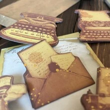 20 Sheets Vintage Coffee-Stained & Gold Foil Detail Scrapbooking Sticker Pack - Multicolor - View 5