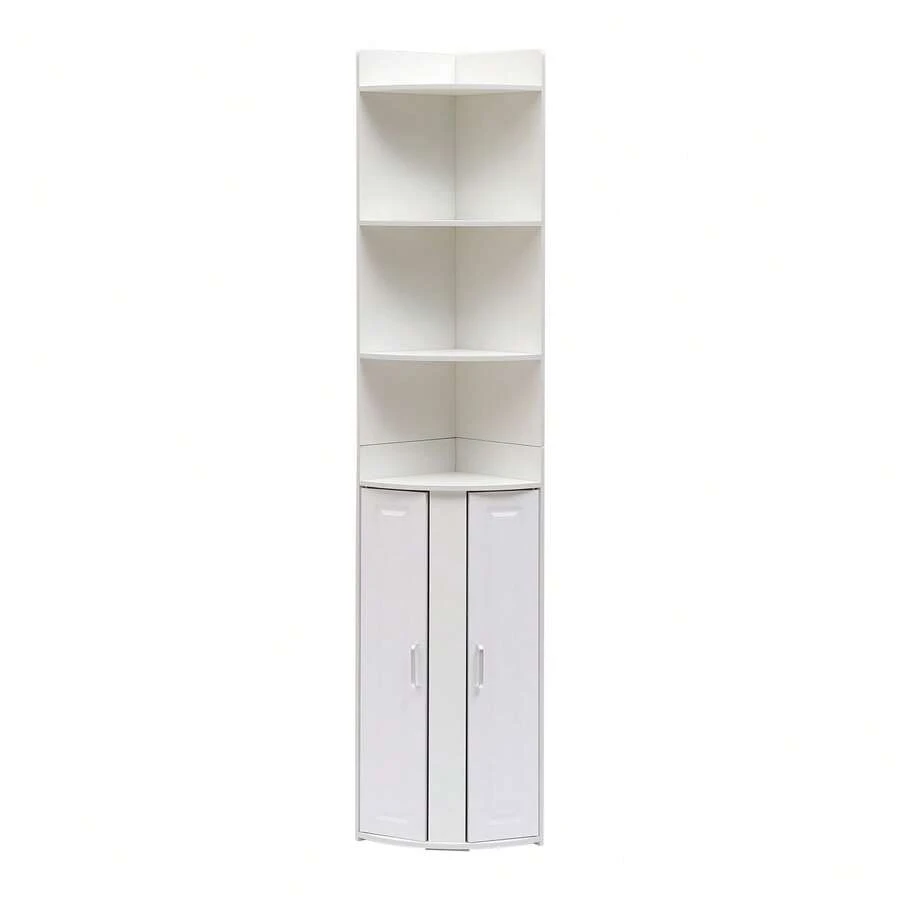 Tall Cabinet For Living Room Corner Cabinet Corner Shelf Unit, Tall Bookcase For Corner - White - View 1