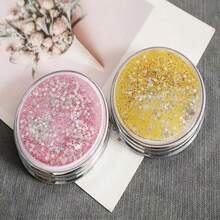 Sand Liquid Filled Round Mirrors, Double-Sided Makeup Mirror, Mini Portable Foldable Student Mirror - Blue - View 4