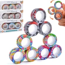 3入組磁鐵戒指療癒裝置,設計概念adhd玩具,適合成人緩解焦慮療癒,眼捷手快的玩具禮物 - 隨機顏色 - 查看 3