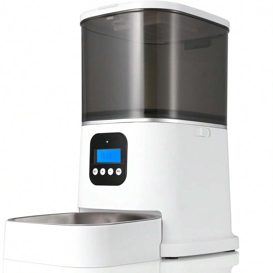 6L Automatic Cat & Dog Feeder With Stainless Steel Feeding,10S Voice Recording, 1-4 Meals Bowl - 白色 - 查看 1