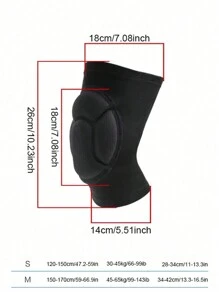 2 件装男女舞蹈护膝、轮滑护膝、跪地保护护膝、排球护膝、篮球护膝、足球护膝、海绵护膝 - 黑色 - 查看 7