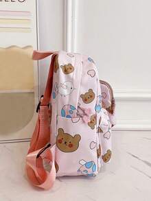 Children's Backpack Cartoon Bear Print Schoolbag Cute Kindergarten Kids' Shoulder Bag For Travel Large Capacity - Pink - View 5