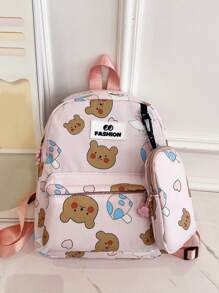Children's Backpack Cartoon Bear Print Schoolbag Cute Kindergarten Kids' Shoulder Bag For Travel Large Capacity - Pink - View 1