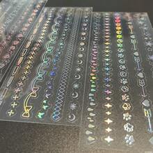 3張/包透明塑料彩虹銀工藝寵物貼紙套裝：夢幻花邊,可愛花邊,3d剪貼簿貼紙,kawaii 手帳貼紙 - 彩色 - 查看 3