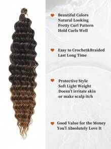 Peluca trenzada de ganchillo de onda oceánica suave negra y marrón de 22 pulgadas, peluca sintética rizada de trenzado de onda profunda (22 pulgadas, T1B/30#) - Multicolor - Ver 6