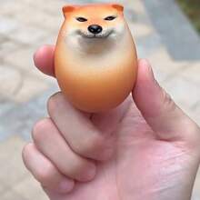 1pc Shiba Inu Dog Egg Plush Doll, Simulation Egg Shape Desk Decor - Yellow - View 3