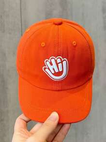 1頂兒童棒球帽，色彩匹配Hi字母刺繡，多彩多功能棒球帽 - 橘色 - 查看 2