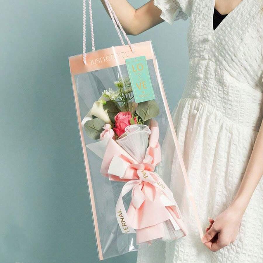 10 件/包透明情人節鮮花/禮物袋、防濺水、禮品包裝用品 - 粉色 - 查看 1