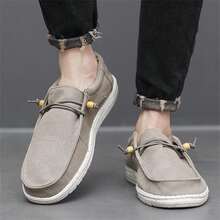 男士透氣輕量便捷休閒鞋,春夏防滑帆布鞋 - 灰色 - 查看 3