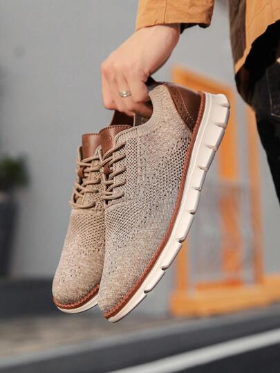 Men's Khaki Breathable Mesh Casual Fashion Sports Shoes