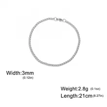 1 Miếng Không giới tính 3~10mm Rộng Thép không gỉ Chuỗi vòng tay , Hip Hop Cô gái Goth hiện đại Phụ kiện trang sức , Sinh nhật/ Liên hoan Qủa tặng Cho bạn trai Hoặc Bạn gái - Bạc - Xem 26