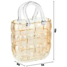 Unique Purse Vase For Flowers,11'' Handmade Thicken Bubbled Glass Bag Vases With Gradient Color For Home Decors .Great Clear Purse Flower Vase For Centerpiece,Floral Arrangement,Wedding Decors. - Champagne - View 2