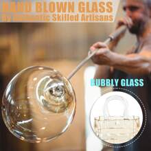 Unique Purse Vase For Flowers,11'' Handmade Thicken Bubbled Glass Bag Vases With Gradient Color For Home Decors .Great Clear Purse Flower Vase For Centerpiece,Floral Arrangement,Wedding Decors. - Champagne - View 5