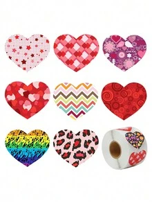 1捲500入組情人節禮物,婚禮,商業裝飾用的心形貼紙 - 彩色 - 查看 3