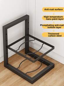 1 PC Pot Rack, Stainless Steel Multi-Layer Storage Shelves, Under Sink Multi-Layer Household Storage Holder, For Kitchen Counter And Cabinet, Kitchen Organizers And Storage, Kitchen Accessories - Black - View 6