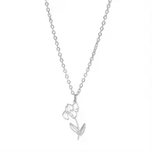 suteyi Stainless Steel Birth Month Flower Necklace For Women Snowdrop Daisy Rose Pendant Neck Chains Jewelry Gifts Valentines
