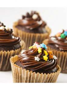 Miliocry 100入組烘焙杯形紙杯,防油杯形杯巧克力蛋糕紙托盤,pvc圓筒包裝,適用於婚禮、生日、baby Shower或假日派對 - 薑色 - 查看 7