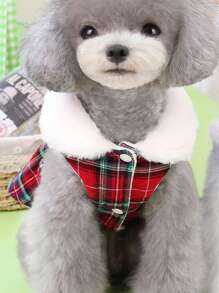 1件寵物狗蓬裙帶蝴蝶結,貓衣服,細的泰迪熊柯基比熊服裝,適用於小型犬、秋冬季,可水洗 - 紅色 - 查看 1