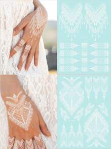 2片紅棕色哇紋身貼紙女性身體臨時紋身手臂藝術 - 白色 - 查看 1