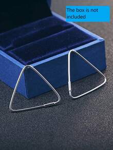 1pair S925 Silver Triangle & Square Shaped Elegant Earrings, Suitable For Daily Wear And As Gifts For Girlfriend, Friends And Elders - Small Square - View 9