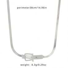 1pc Fashionable Belt Buckle Necklace With Y2k Vibes, Metal Choker Chain For Women - Style 1 - View 5