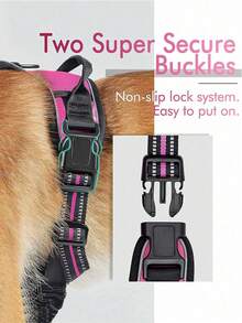 1 件耐用反光背心式胸帶,適合大中型犬,用於戶外遛狗 - 玫紅色 - 查看 5