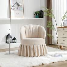 Practical Linen Barrel Chair With Metal Frame And Swivel Base For Living Room And Bedroom - Beige - View 2