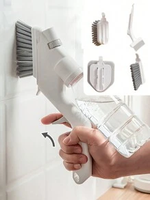 HSEAN 1set Multi-Functional Glass Cleaning Tool, Spray Water Glass Scraper, Window Cleaning Squeegee With Holder - White - View 1