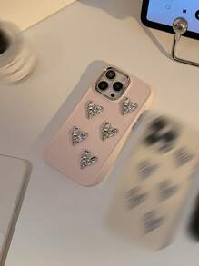 Electroplated Button Handmade Diy Folded Heart Phone Case Waterproof Shockproof Anti-Fall Scratch Resistant - Pink - View 8