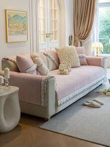 1入組通用四季雪尼爾沙發座墊,輕量法式極簡現代風格寵物防污防滑沙發套,寵物友好,適用於客廳l型沙發和1/2/3/4座椅沙發（分開售賣） - 粉色 - 查看 4