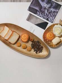 1pc Candy Snack Tray For Living Room Desk Home Decor, Creative Golden Serving Dish Organizer - Gold - View 9