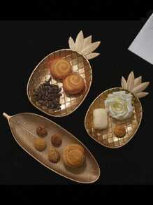 1pc Candy Snack Tray For Living Room Desk Home Decor, Creative Golden Serving Dish Organizer - Gold - View 8