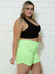 Plus Size Shorts - Màu xanh Bạc hà - Xem 2