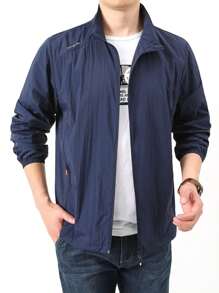 1件男士夏季運動休閒戶外騎行釣魚防水防風立領防曬外套,健身服男士