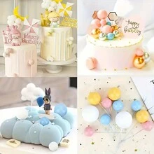 20 Pcs Of Colorful Plug And Play Cake Decorative Balls, Baking And Dessert Table Decorations, Suitable For Romantic Birthday Parties And Banquets, DIY Jewelry, Wedding And Carnival Decorations - Silver - View 2