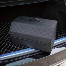 Easypie Selection Organisateur de coffre de voiture 1 pièce Grande boîte de capacité Sac de rangement multifonctionnel pour outils de voiture Rangement et rangement Sac pliant en PU pour boîte de rangement d\"urgence