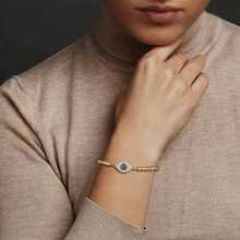 女性小巧防邪手鍊,14k黃金填充珠鏈防邪手鏈手工可調節水晶防邪手鍊,適用於女士送禮 - Evil Eye Beaded Chain - 查看 5