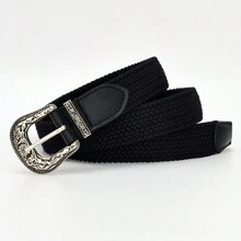 1pc Women's Fashionable & Versatile Square Buckle Elastic Braided Belt For Daily Wear - Multicolor - View 18