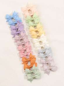 24 Peças Crianças Mini Grampos De Cabelo Com Design De Laço, Série De Cores Doces