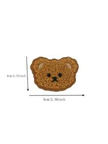 2pcs Teddy Bear Embroidery Self-Adhesive Plush Patch, Cartoon Mend Fabric Patch For Clothes, Backpack, Jacket, Hole Repair - Coffee Brown - View 3