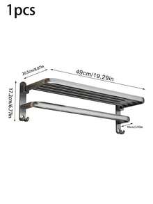 1入浴室毛巾架掛牆式浴巾架免打孔,浴室收納整理架 - 銀色 - 查看 2
