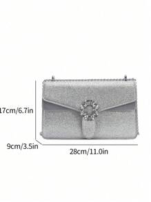 1pc Silver Fashionable Chain Shoulder Crossbody Bag, Spacious And Multilayered For Women - Silver - View 2