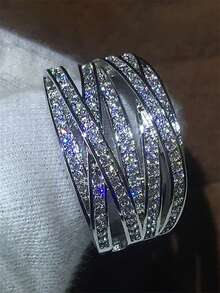 1枚女士豪華立體鑽戒,適用於結婚/訂婚/派對/情人節,送禮佳品 - 1# - 查看 6