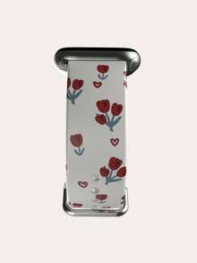 1入白色tpu手錶帶,紅色花卉圖案,適用於38/40/41/42/44/45/49mm蘋果手錶系列ultra/se/8/7/6/5/4/3/2/1 - 紅色 - 查看 6