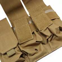 1pc Hunting Ammunition Bag  Fan Tactical Multi-Function Triple Magazine Bag Tactical Vest Accessory Bag - Khaki - View 5
