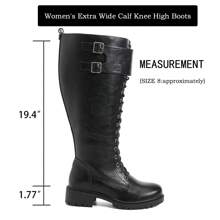 Women's Extra Wide Calf Knee High Boots, Wide Width Plus Size Boots Low Heel Side Zipper Tall Boots. - Schwarz - Übersicht 3