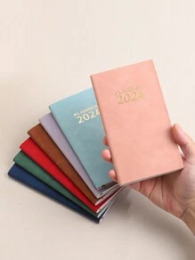 2024 English Diary 365-Day Time Management Daily Planner, Pu Cover Notebook Efficiency Handbook - Red - View 9