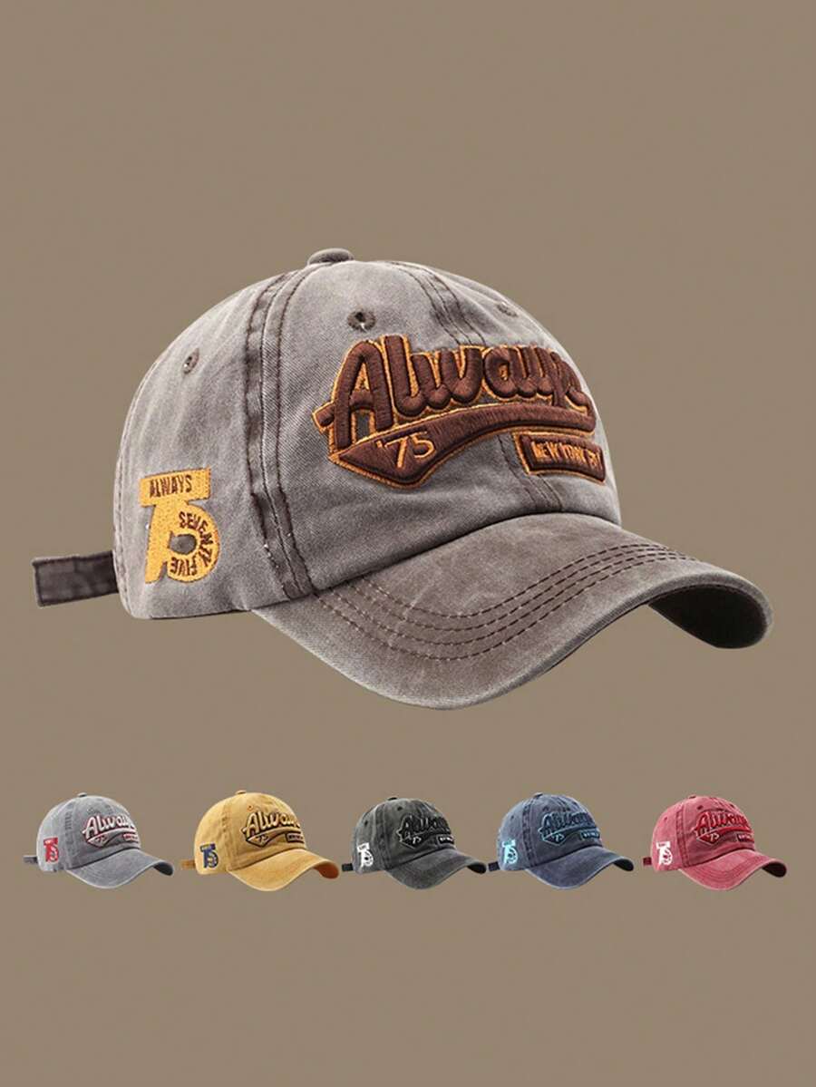 1入女士棒球帽，女性運動洗水牛仔休閒棒球帽，多功能街頭時尚遮陽帽 - 灰色 - 查看 1